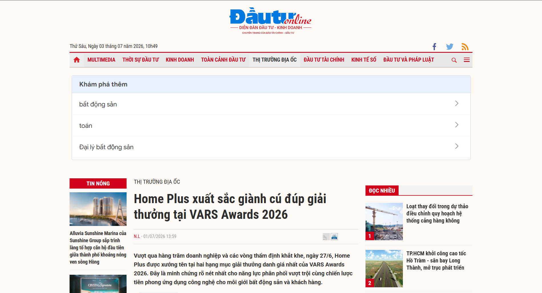 HOME PLUS XUẤT SẮC GIÀNH CÚ ĐÚP GIẢI THƯỞNG TẠI VARS AWARDS 2026